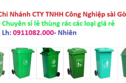 Nơi cung cấp thùng rác giá rẻ tại vĩnh long- thùng rác 120 lít 240 lít 660 lít màu xanh- lh 0911082000