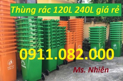 Giá sỉ thùng rác 120 lít 240 lít tại vĩnh long- thùng rác y tế, thùng rác môi trường giá rẻ- lh 0911082000