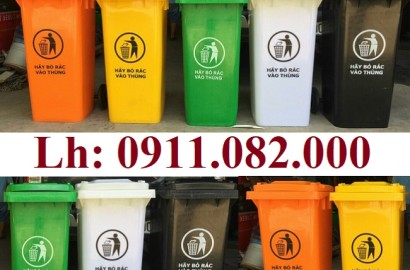 Sỉ thùng rác 120L 240L 660L giá rẻ tại đồng tháp- thùng rác nắp kín, bánh xe- lh 0911082000