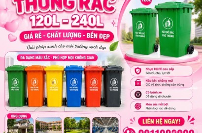 Nhà cung cấp thùng rác 120L 240L 660L giá rẻ nhất- thùng rác siêu bền- lh 0911082000