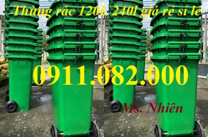 Thùng rác mới về mới 100% giá rẻ tại cần thơ- Thùng rác 120l 240l 660l màu xanh- lh 0911082000