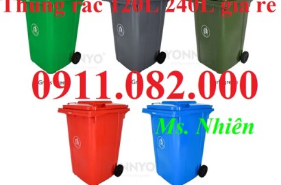 Cung cấp thùng rác 120L 240L 660L nắp kín- thùng rác giá rẻ tại tiền giang- lh 0911082000