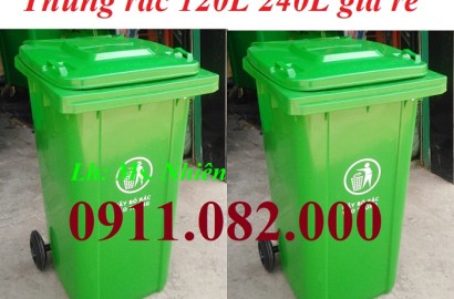 Cung cấp thùng rác nhựa, thùng rác 120l 240l 660l màu xanh giá rẻ tại kiên giang- lh 0911082000