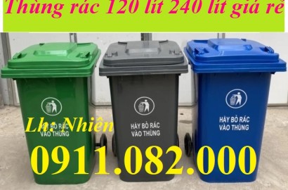 Thanh lý thùng rác nhựa giá rẻ, thùng rác 120L 240L 660L màu xanh- lh 0911082000