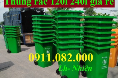 Cung cấp thùng rác nhựa nắp kín- thùng rác 120l 240l 660l giá rẻ tại vĩnh long- lh 0911082000