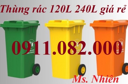 Chuyên sỉ thùng rác giá rẻ- thùng rác 120l 240l 660l màu xanh- lh 0911082000