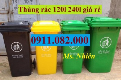 Chuyên cung cấp thùng rác nhựa giá rẻ- thùng rác nắp kin 120l 240l 660l- lh 0911082000