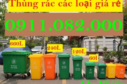 Mẫu thùng rác nhựa giá rẻ tại an giang- thùng rác 120l 240l dày chất lượng-lh 0911082000