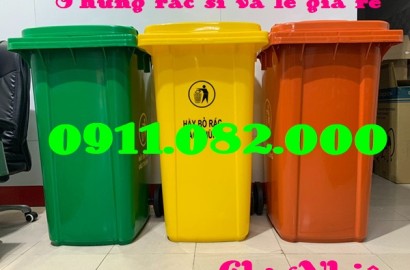 Giá rẻ thùng rác nhựa 120l 240l 660l- thùng rác màu xanh, cam, vàng- lh 0911082000