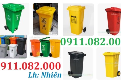 Thùng rác giá rẻ, thùng rác dày, chịu lực tốt, bền màu- thùng rác 120l 240l 660l giá sỉ- lh 0911082000