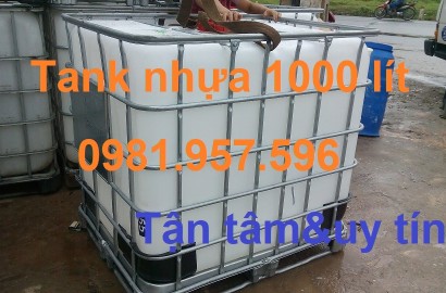 Vỏ tank nhựa 1000l cũ, bồn nhựa IBC 1000L đã qua sử dụng còn rất mới