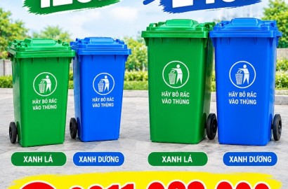 Thùng rác nhựa 240L giá rẻ- thùng rác dày mới 100% giá tốt tại Đồng Tháp- lh 0911.082.000