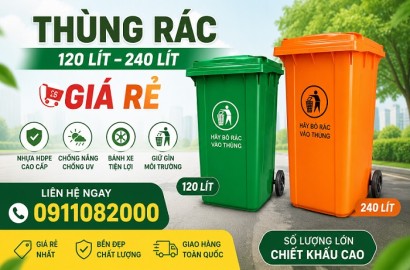 Cung cấp thùng rác nhựa HDPE 120 lít, 240 lít, 660 lít- hàng chất lượng giá rẻ tại cần thơ- lh 0911.082.000